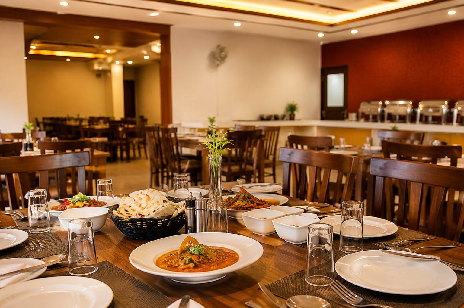 Freshly prepared meals served in the Hotel Vasant restaurant