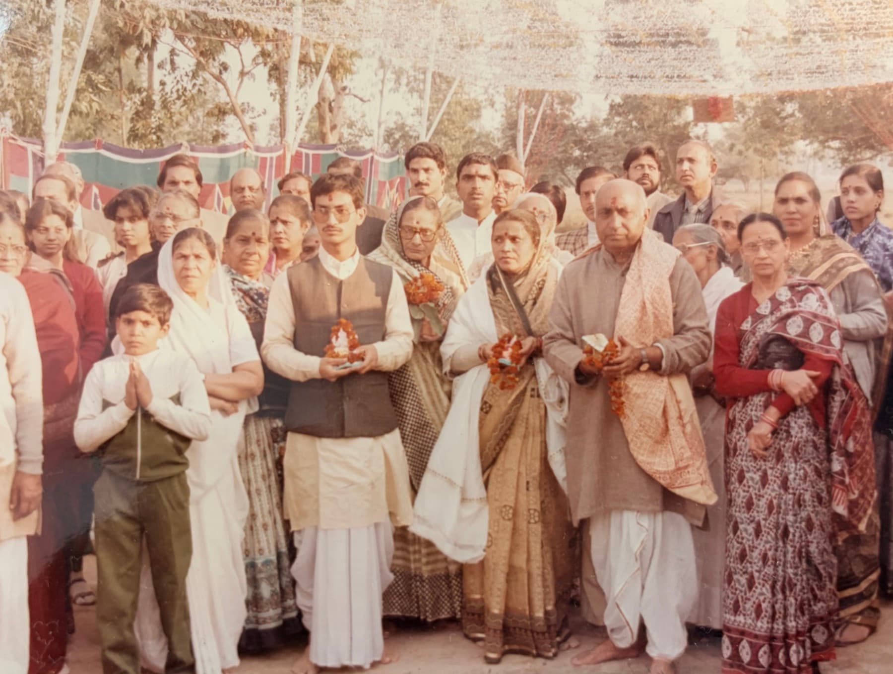 Bhoomi Poojan ceremony for Hotel Vasant with the founder, family and guests gathered together